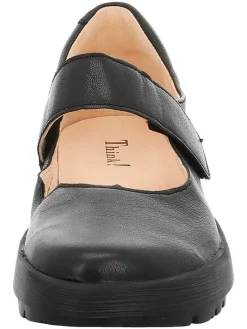 Leren ballerina's met bandje zwart