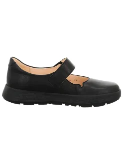 Leren ballerina's met bandje zwart