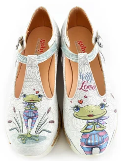 Leren ballerina's wit/grijs