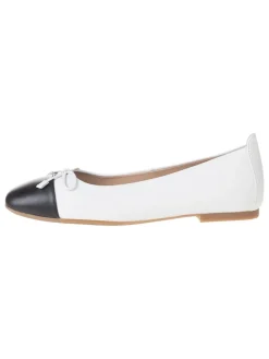 Leren ballerina's wit/zwart