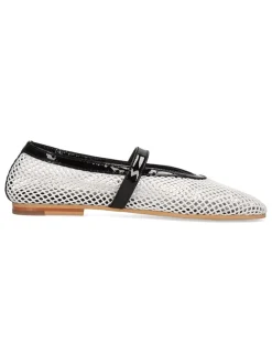Leren ballerina's wit/zwart
