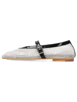 Leren ballerina's wit/zwart