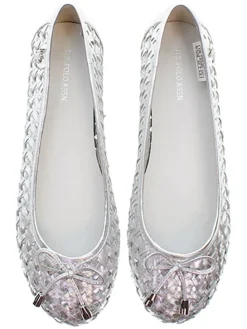 Leren ballerina's zilver/zilverkleurig