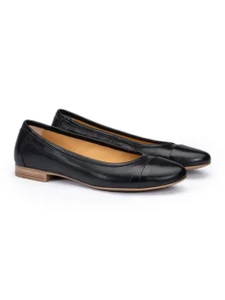 Leren ballerina's zwart