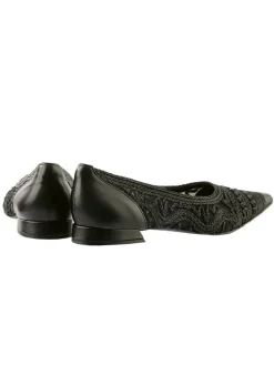 Leren ballerina's zwart