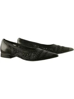 Leren ballerina's zwart