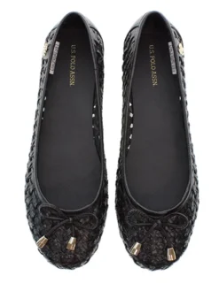 Leren ballerina's zwart