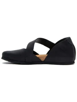 Leren ballerina's zwart