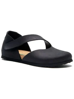 Leren ballerina's zwart