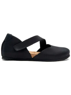 Leren ballerina's zwart