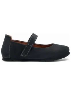 Leren ballerina's zwart