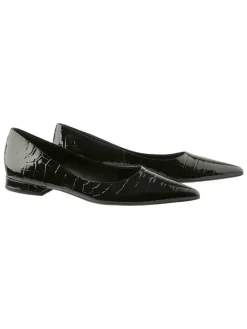 Leren ballerina's zwart