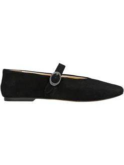 Leren ballerina's zwart