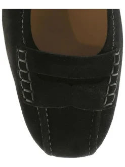 Leren ballerina's zwart