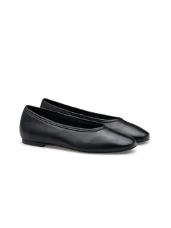 Leren ballerina's zwart