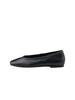 Leren ballerina's zwart