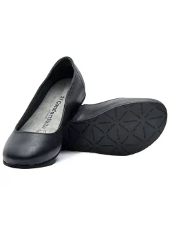 Leren ballerina's zwart