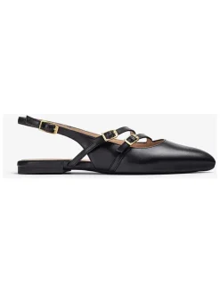 Leren ballerina's zwart