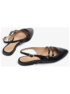 Leren ballerina's zwart