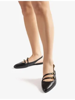 Leren ballerina's zwart
