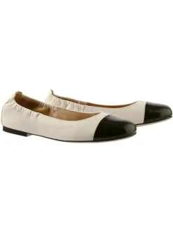 Leren ballerina's zwart/crème