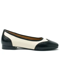 Leren ballerina's zwart/crème
