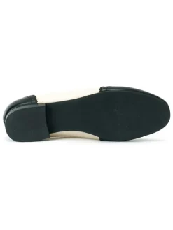 Leren ballerina's zwart/crème