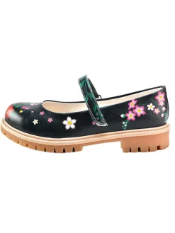 Leren ballerina's zwart/meerkleurig