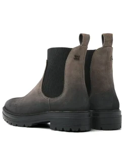 Leren chelseaboots antraciet/beige