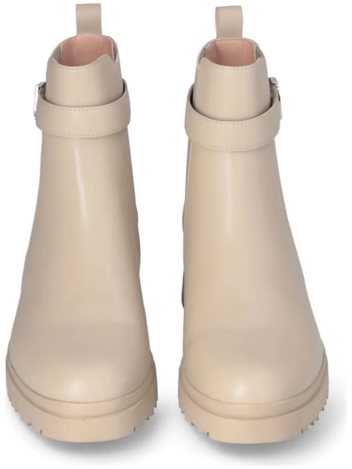 Leren chelseaboots beige