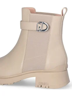 Leren chelseaboots beige