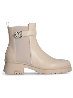 Leren chelseaboots beige