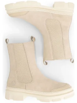Leren chelseaboots beige