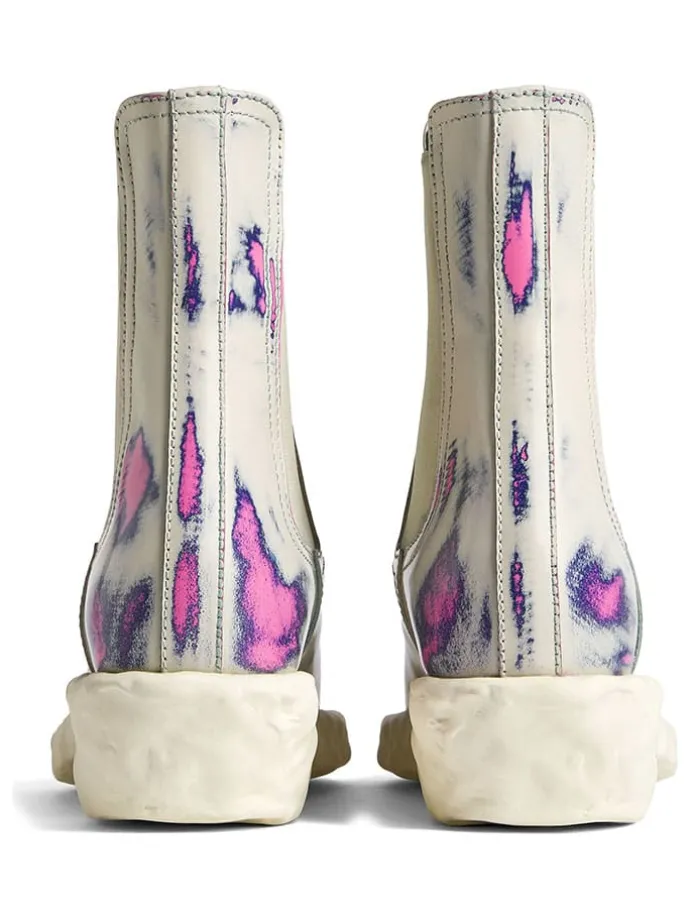 Leren chelseaboots crème/paars/donkerblauw