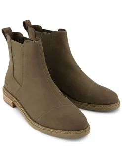 Leren chelseaboots kaki