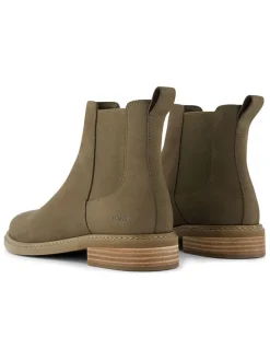 Leren chelseaboots kaki