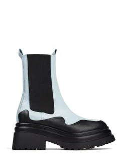 Leren chelseaboots lichtblauw/zwart