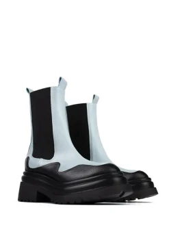 Leren chelseaboots lichtblauw/zwart