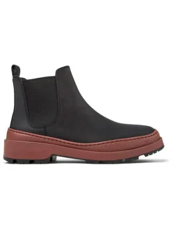 Leren chelseaboots zwart/lichtbruin