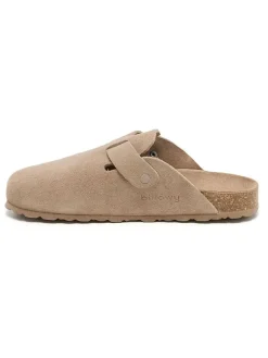 Leren clogs beige