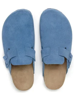 Leren clogs blauw