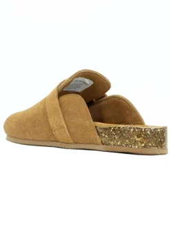 Leren clogs camel
