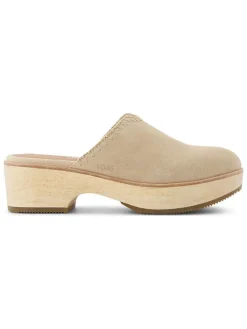Leren clogs crème