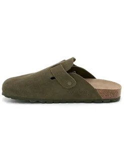 Leren clogs groen