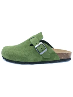 Leren clogs groen