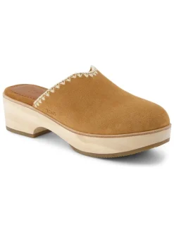 Leren clogs lichtbruin