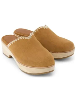 Leren clogs lichtbruin