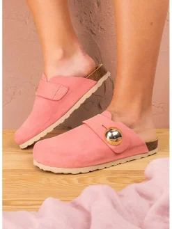 Leren clogs lichtroze