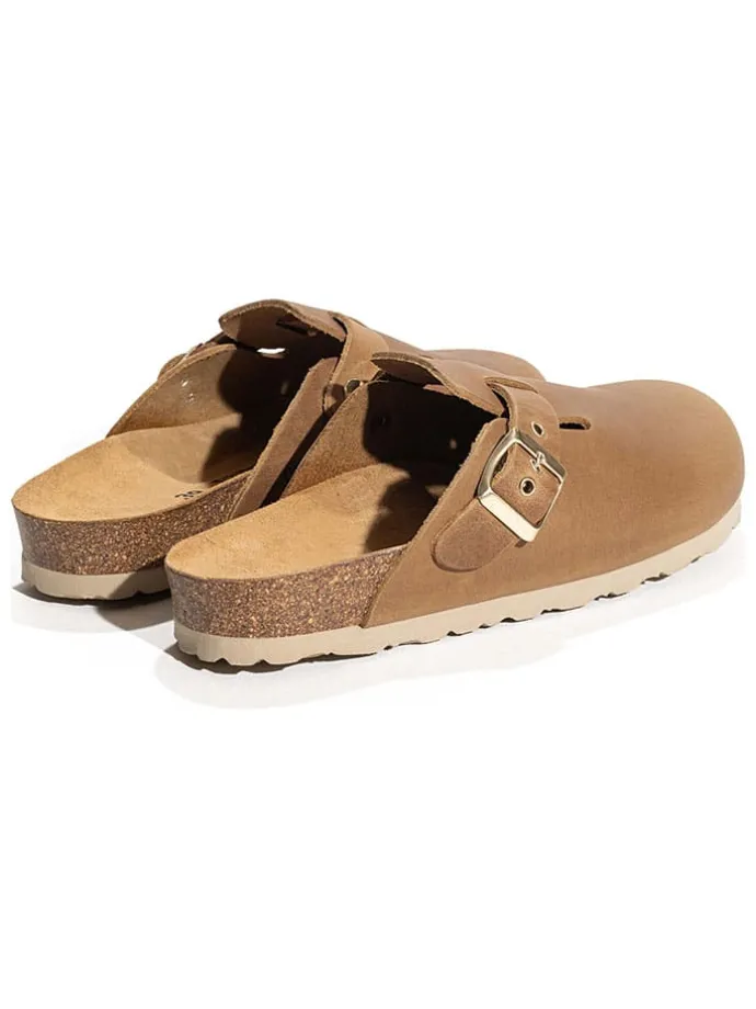 Leren clogs "Molky" lichtbruin