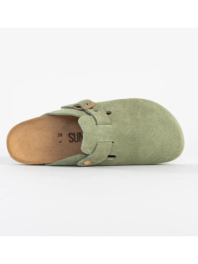 Leren clogs "Molky" lichtgroen